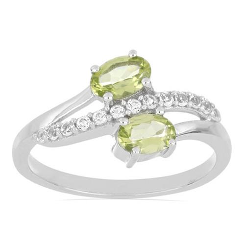 1.10 CT PERIDOT STERLING SILVER RINGS WITH WHITE ZIRCON #VR026069